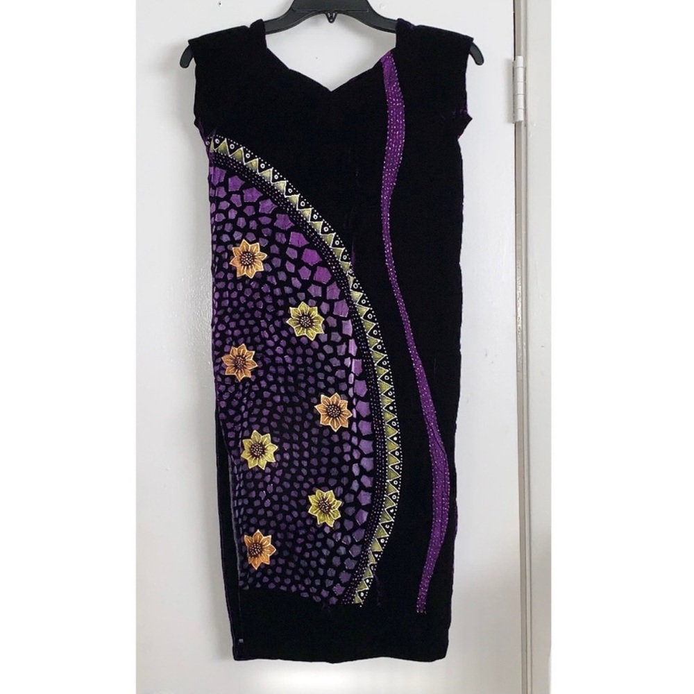 Girls Kids Purple Velvet Traditional Chinese Qipao Flower Dress - Size XL